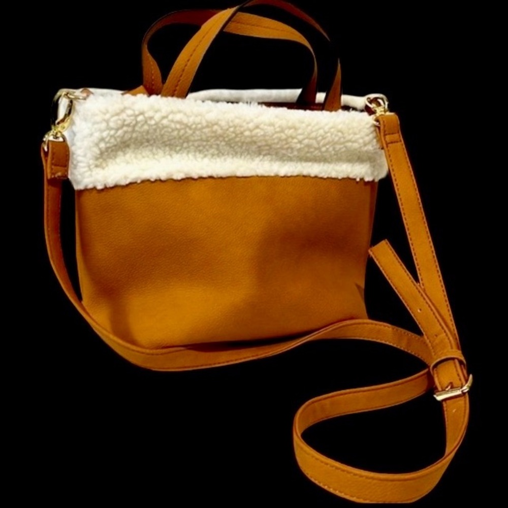 NWT Nanette Lepore Faux Fur Vegan Leather Tote Crossbody Bag